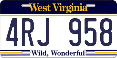 WV license plate 4RJ958