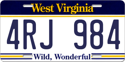 WV license plate 4RJ984