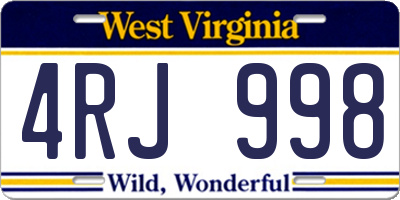 WV license plate 4RJ998