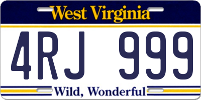 WV license plate 4RJ999