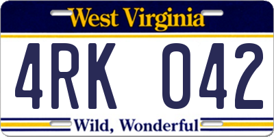 WV license plate 4RK042