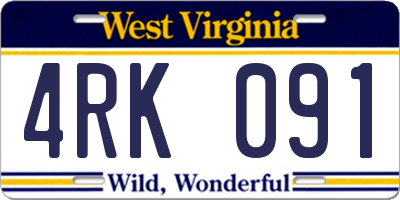 WV license plate 4RK091