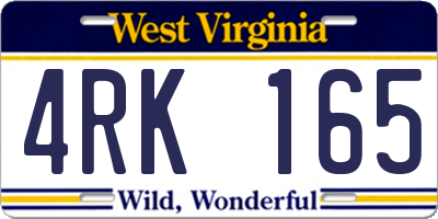 WV license plate 4RK165