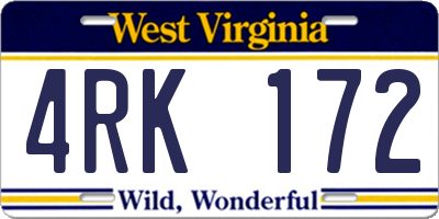 WV license plate 4RK172