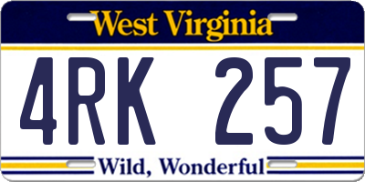 WV license plate 4RK257
