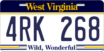 WV license plate 4RK268