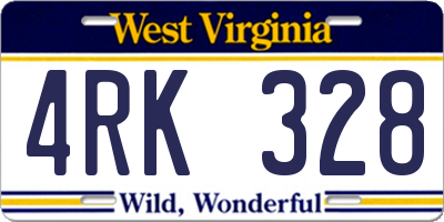 WV license plate 4RK328