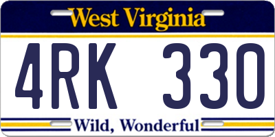 WV license plate 4RK330