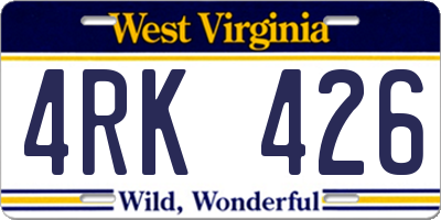 WV license plate 4RK426