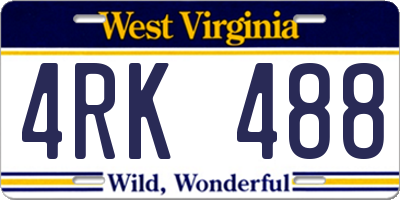 WV license plate 4RK488