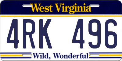 WV license plate 4RK496