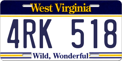 WV license plate 4RK518
