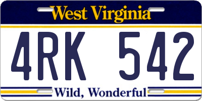 WV license plate 4RK542
