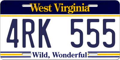 WV license plate 4RK555
