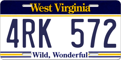 WV license plate 4RK572