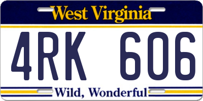 WV license plate 4RK606