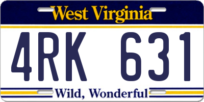 WV license plate 4RK631