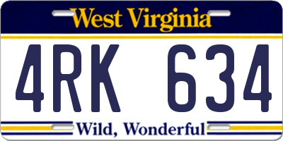 WV license plate 4RK634