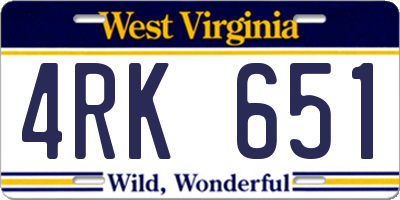 WV license plate 4RK651
