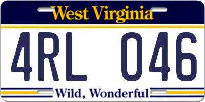 WV license plate 4RL046
