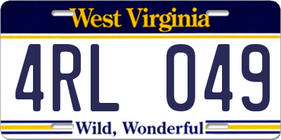 WV license plate 4RL049