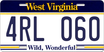WV license plate 4RL060