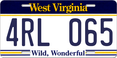 WV license plate 4RL065