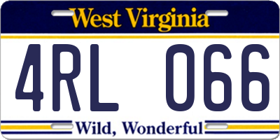 WV license plate 4RL066