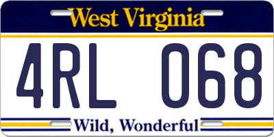 WV license plate 4RL068