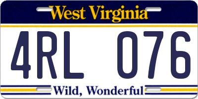 WV license plate 4RL076