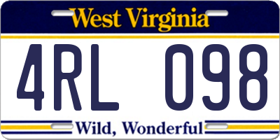 WV license plate 4RL098