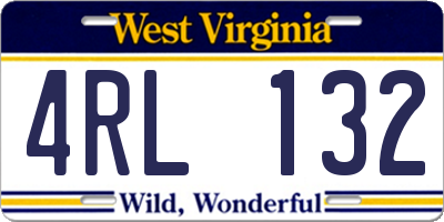 WV license plate 4RL132