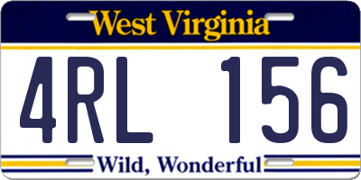 WV license plate 4RL156