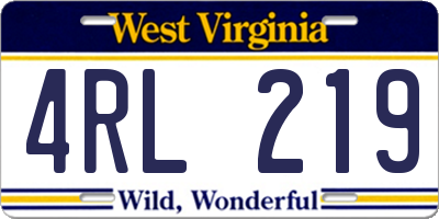 WV license plate 4RL219