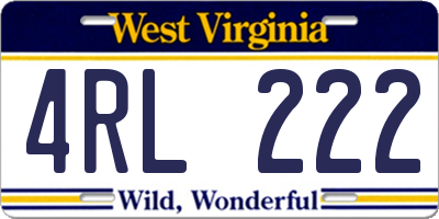 WV license plate 4RL222