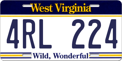 WV license plate 4RL224