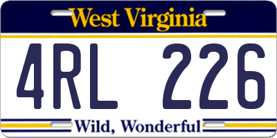 WV license plate 4RL226