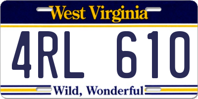 WV license plate 4RL610