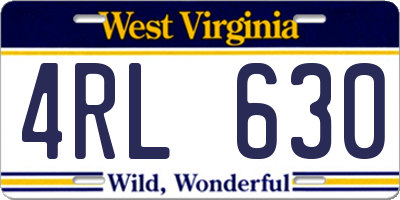 WV license plate 4RL630
