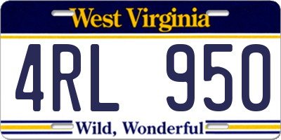 WV license plate 4RL950
