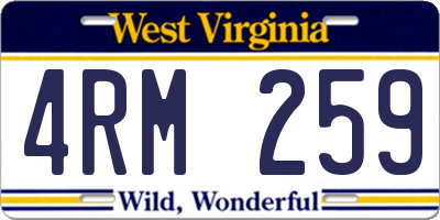 WV license plate 4RM259