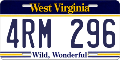 WV license plate 4RM296