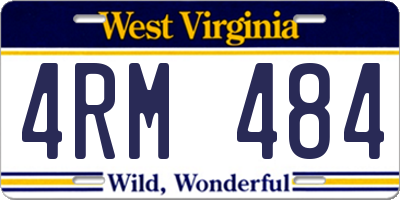 WV license plate 4RM484