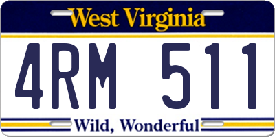 WV license plate 4RM511