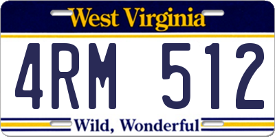 WV license plate 4RM512