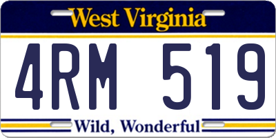 WV license plate 4RM519