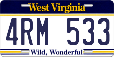 WV license plate 4RM533