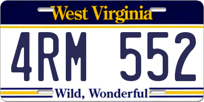 WV license plate 4RM552