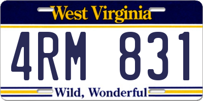 WV license plate 4RM831