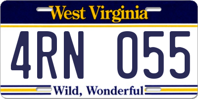WV license plate 4RN055